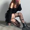 Gothic Fledermaus Muster Lange Sexy Netzstrümpfe Punk Frauen Harajuku Alternative Mesh Strumpfhosen Oberschenkel Hohe Strumpfwaren Halloween