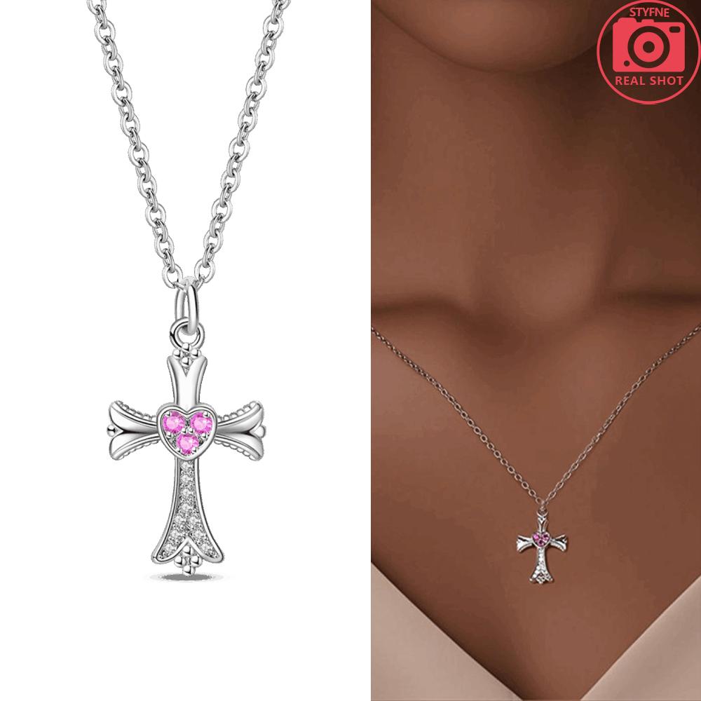 

Copper Necklace Original Rose Gold Pink Zirconium Cupid Necklace Cross Firefly Women S Jewelry Accessory Fine Gift