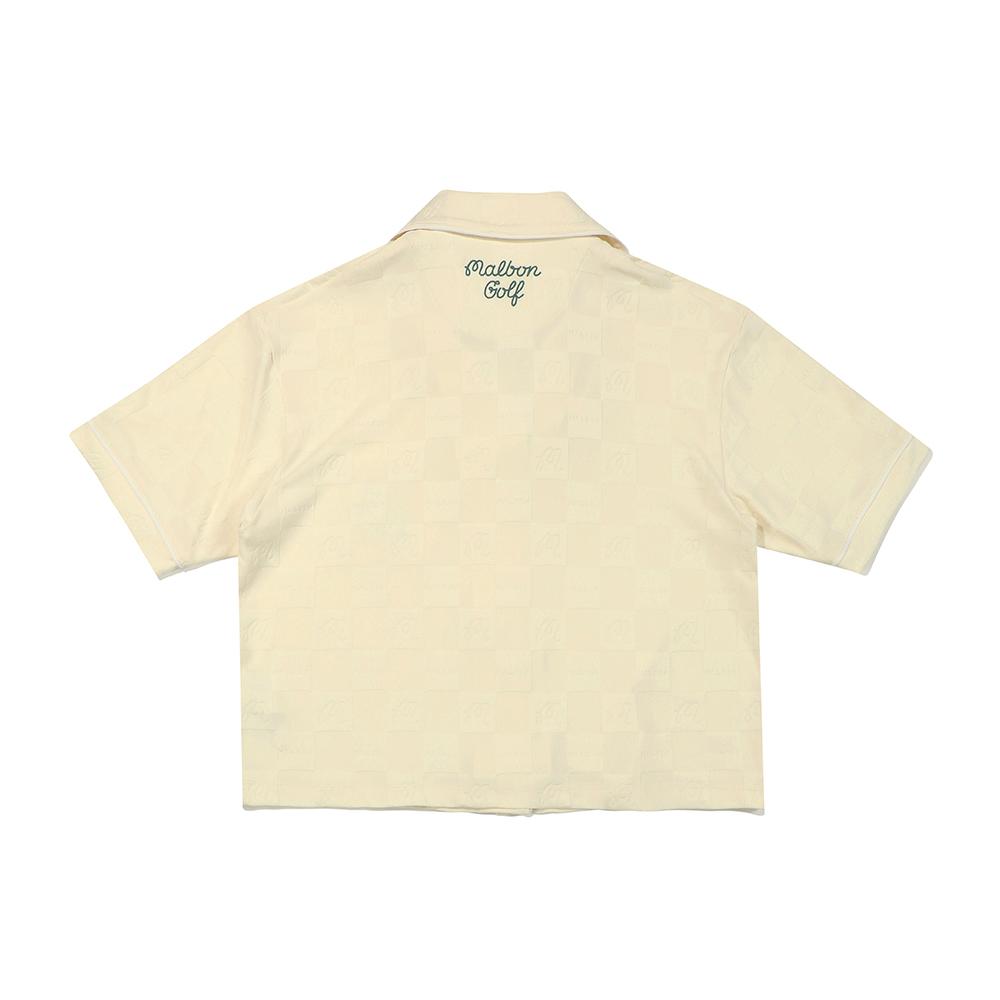 MALBON GOLF Panama Bucket Jacquard Polo Shirt Yellow (Woman)