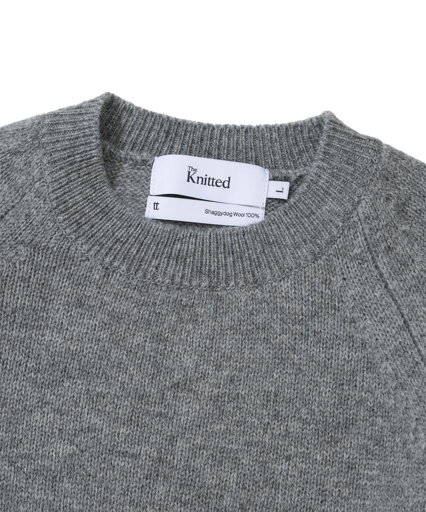 KNITTED Shaggy Dog 100% Wool Round Knit Grey