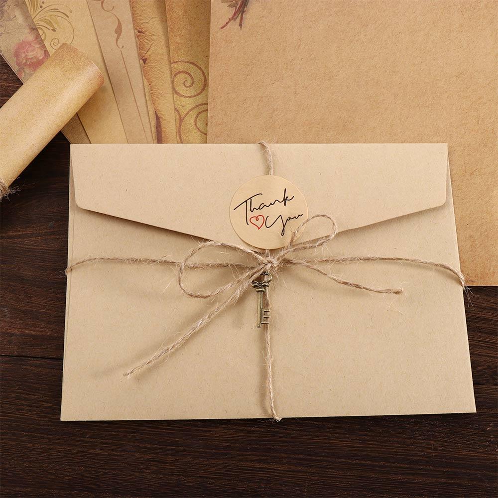 with Rope Craft Paper Letter Paper Old Europe Style Retro Vintage Writing Paper Envelope Letter Pad