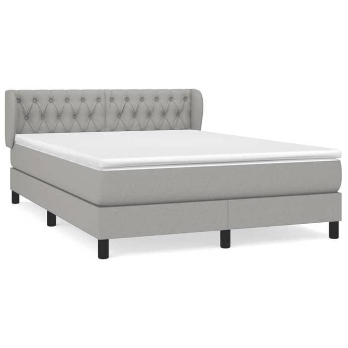 VidaXL Lit à sommier tapissier avec matelas Gris clair 140x200cm Tissu - Modèle 3126485