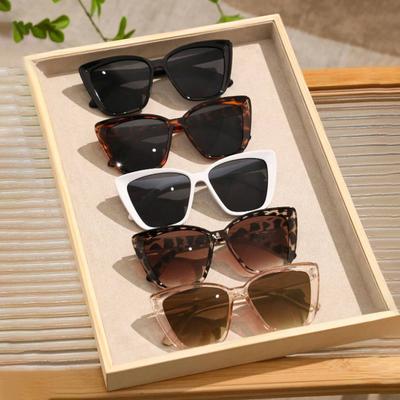 5PCS Women Plastic Large Cat Eye SunGlasses For Daily School Beach Travel Party Clothing Accessories