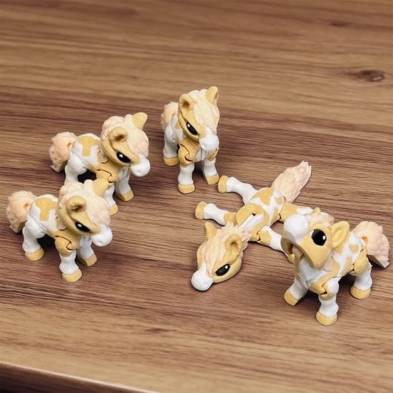 3D Printed Horse Figurine Movable Joints Pony Statue Stress Relief Fidget Toy Animal Model Desktop Decoration Ornament
