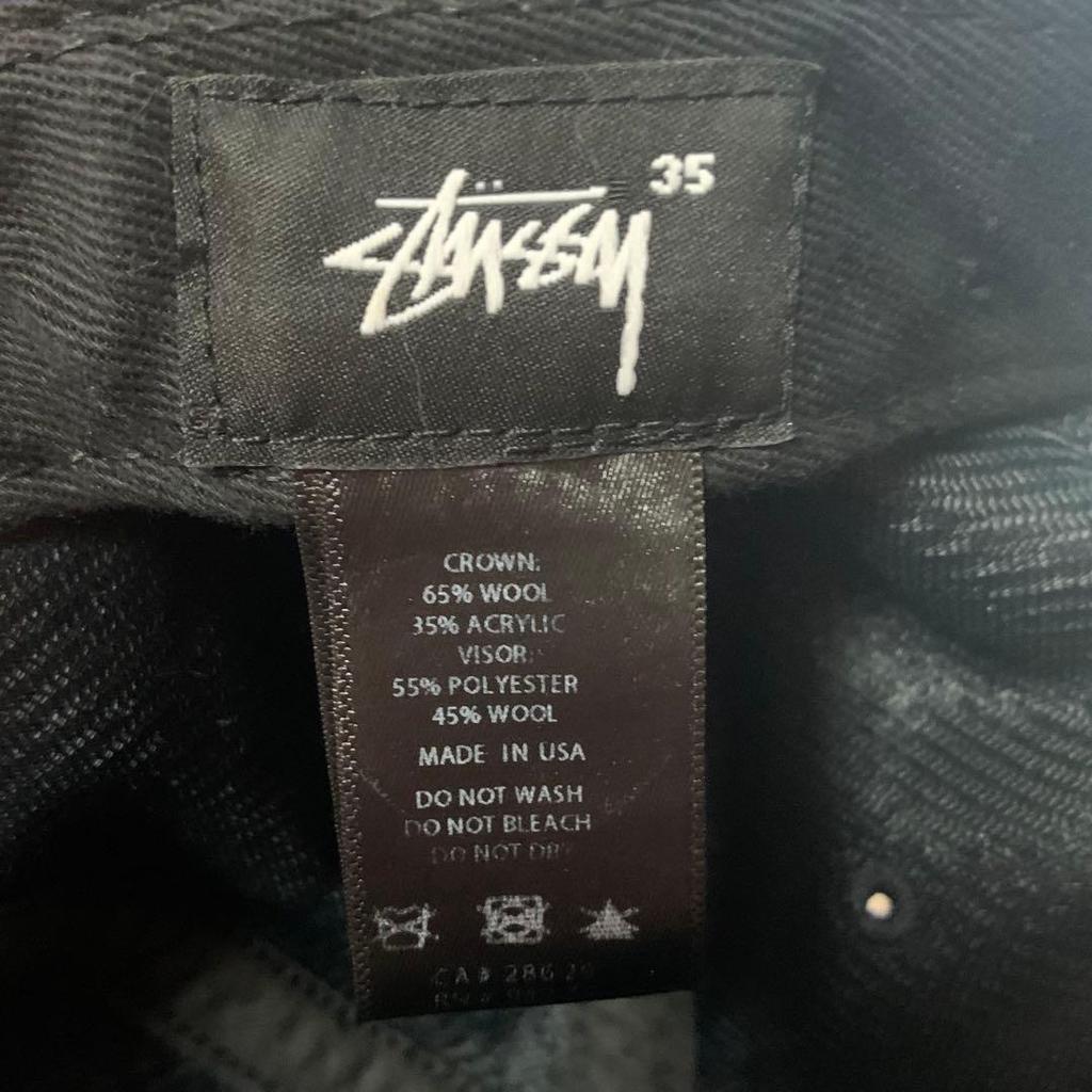 Used Rare STUSSY 35th Anniversary Two Tone Wool Cap Made in USA