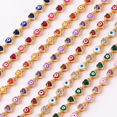 18K Verguld Hart Turkse Boze Oog Bedel Armband voor Vrouwen Boho Geluk Koperen Ketting Verstelbare Armband Zomer Sieraden