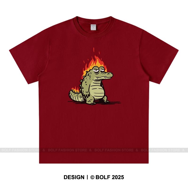 

Милая мужская футболка с принтом мультяшного аллигатора, 100% хлопок, оверсайз, забавные футболки с графикой животных для мужчин, летние повседневные топы XXXL вино красного