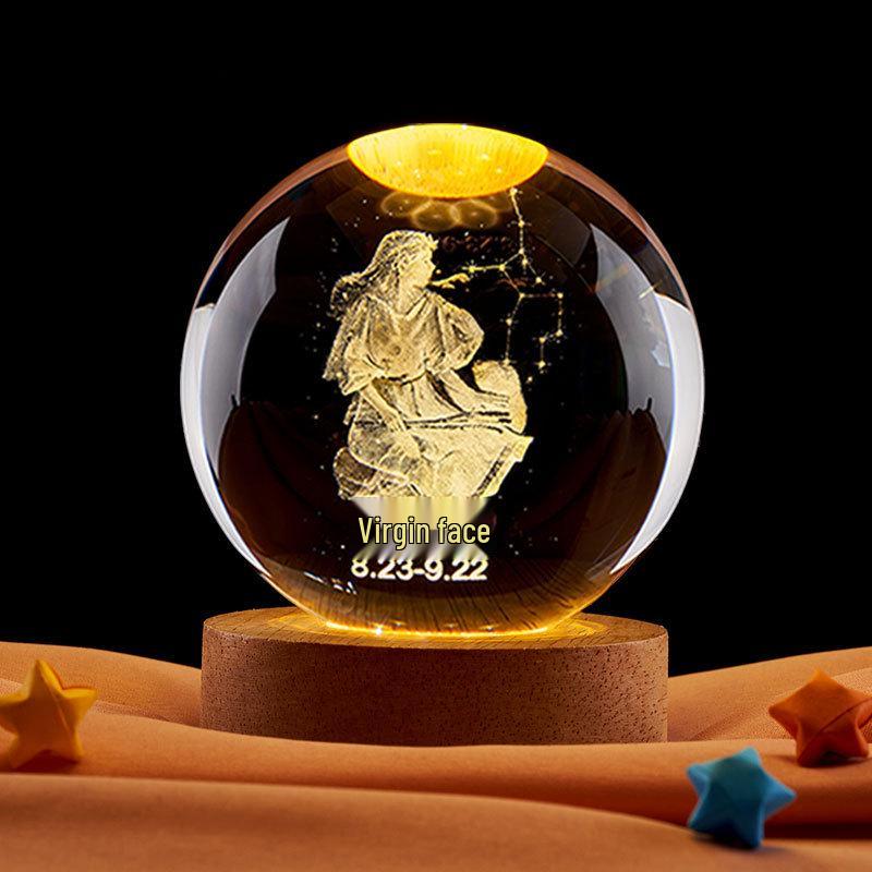 Zodiac 3D Crystal Ball Night Light - Sagittarius, Pisces, Aries Ornament & Birthday Gift