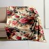 [Soft Vintage Rose Blanket] Soft and High Quality Vintage Rose Floral Pattern Flannel Throw Blanket | Digital Print, Non-Woven P