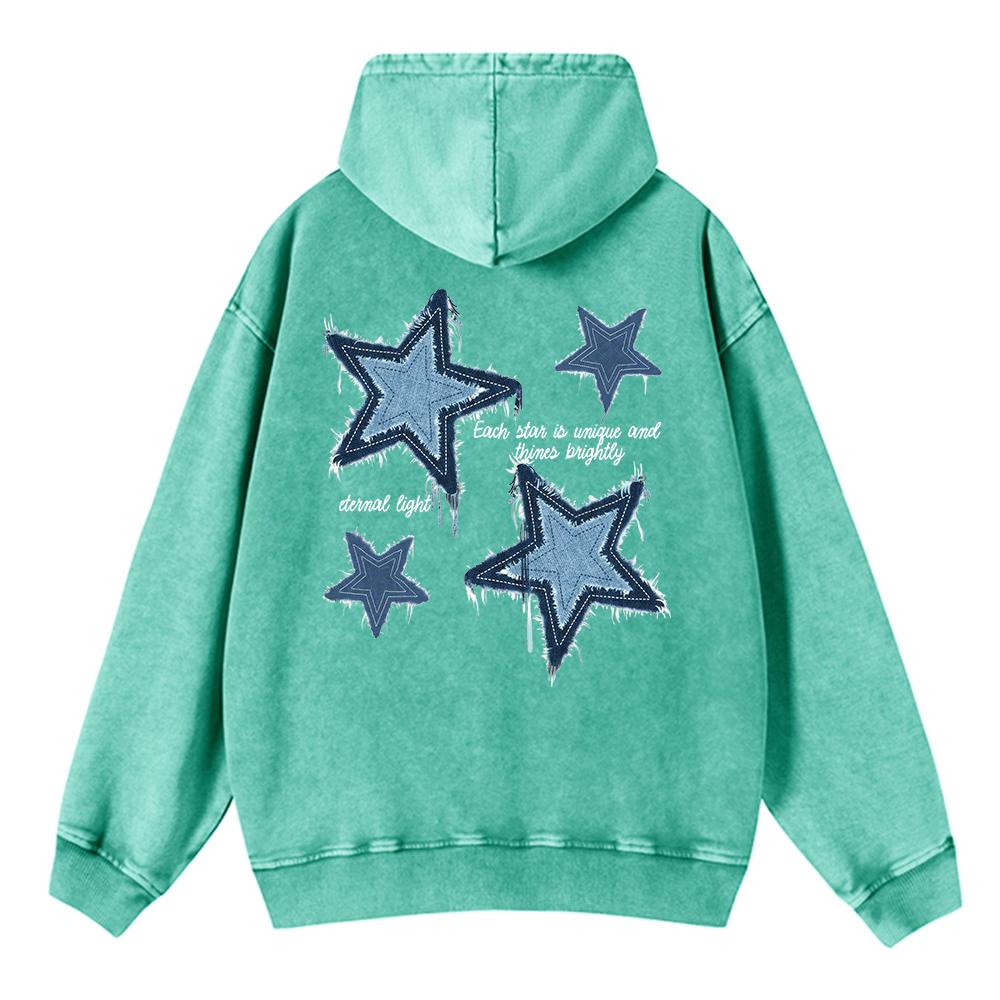 

Женское худи оверсайз с эффектом стирки, имитация денима, принт в виде звезд, пуловер, удобное теплое хлопковое худи, повседневная одежда 3XL