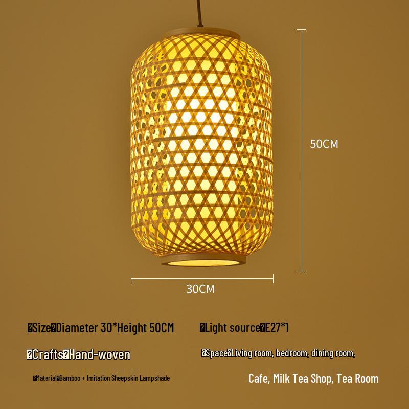 A8L Bamboo Pendant Lamp: New Chinese Zen Style, Rattan Woven Design, Ideal for Tea Rooms, Dining Areas & Teahouses with Japanese Antique Touch.