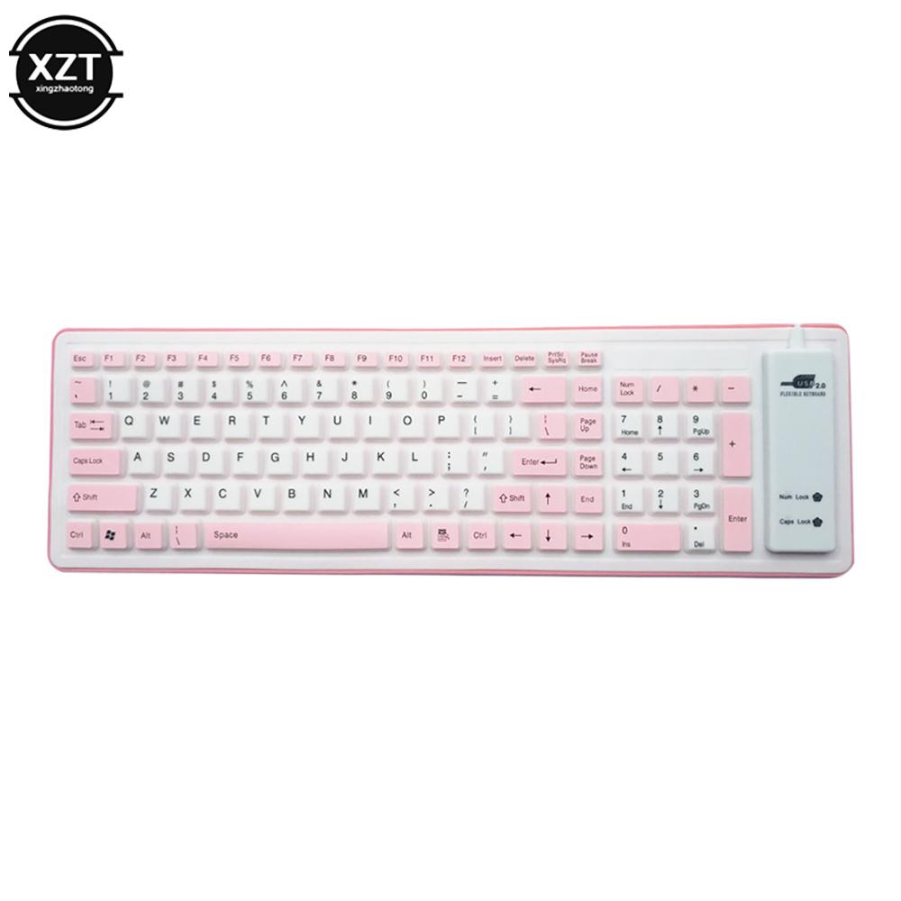 103 Keys Portable Silent Foldable Silicone Keyboard USB Wired Flexible Soft Waterproof Roll Up Silica Gel Keyboard for PC Laptop