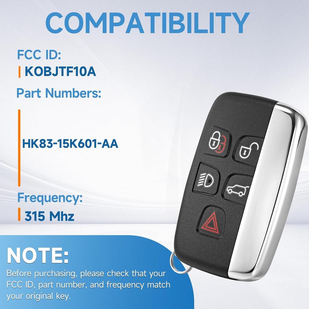 Smart Key Fob Replacement Fits for Land Rover Discovery 15-18 Discovery Sport 16-18 LR 2 13-14 LR 4 12-17 Rover 11-17 Rover Sport 11-17 Rover Evoque