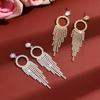 Eco-friendly Rhinestone Geometric Tassel Earrings for Women - Luxurious High-End Design