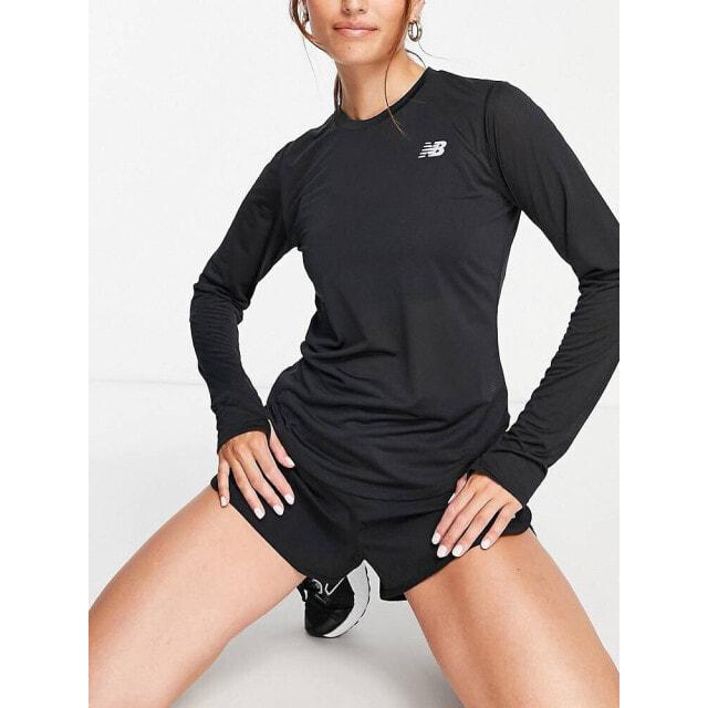 

Черный топ с длинными рукавами для бега New Balance ускорение