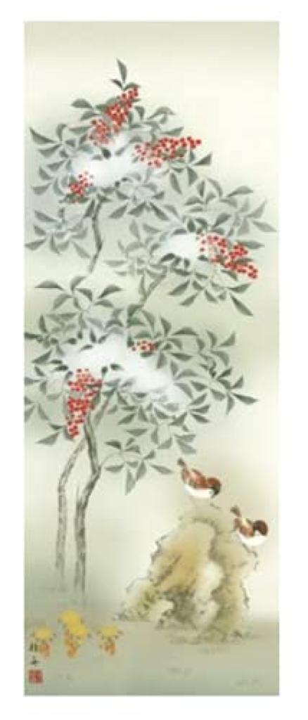 Hanging scroll Nagae Flowers and Birds of the Four Seasons of and bird painting hanging hanging - Keishu, (set four) (flower scroll, scroll)