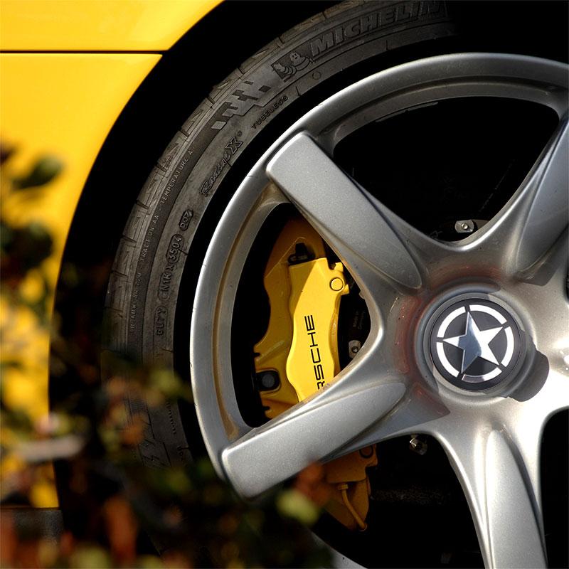CMI1 4Pcs Car Wheel Hubcaps Stickers Five-Pointed Stars Logo Badge Hub Decal For Jeep Cherokee Compass Trail Hawk Liberty Commander