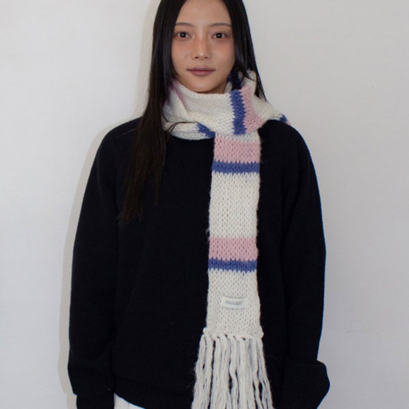 KUSCHELIGSTER Flauschiger Streifenschal [Milch]