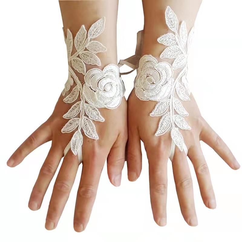 Sommer Elegante Kurze Spitze Handschuhe Damen Netz Hochzeitskostüm Zubehör Abend 7411