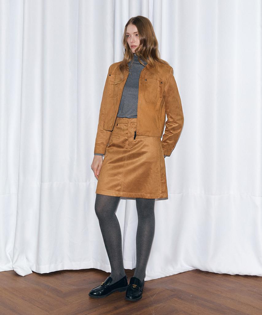 Brilmance Suede Midi Skirt [Camel]