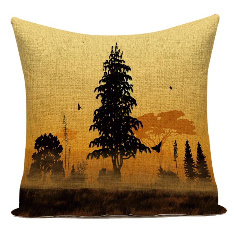 Decorative Throw Pillows Case Elephant Trees Animals Polyester Sofa Home Cushion Cover For Living Room Almofadas