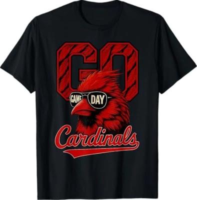 Retro Go Cardinals Spieltag Geschenke für Männer Frauen 100% Baumwolle T-Shirt Herren T-Shirts Oberteil