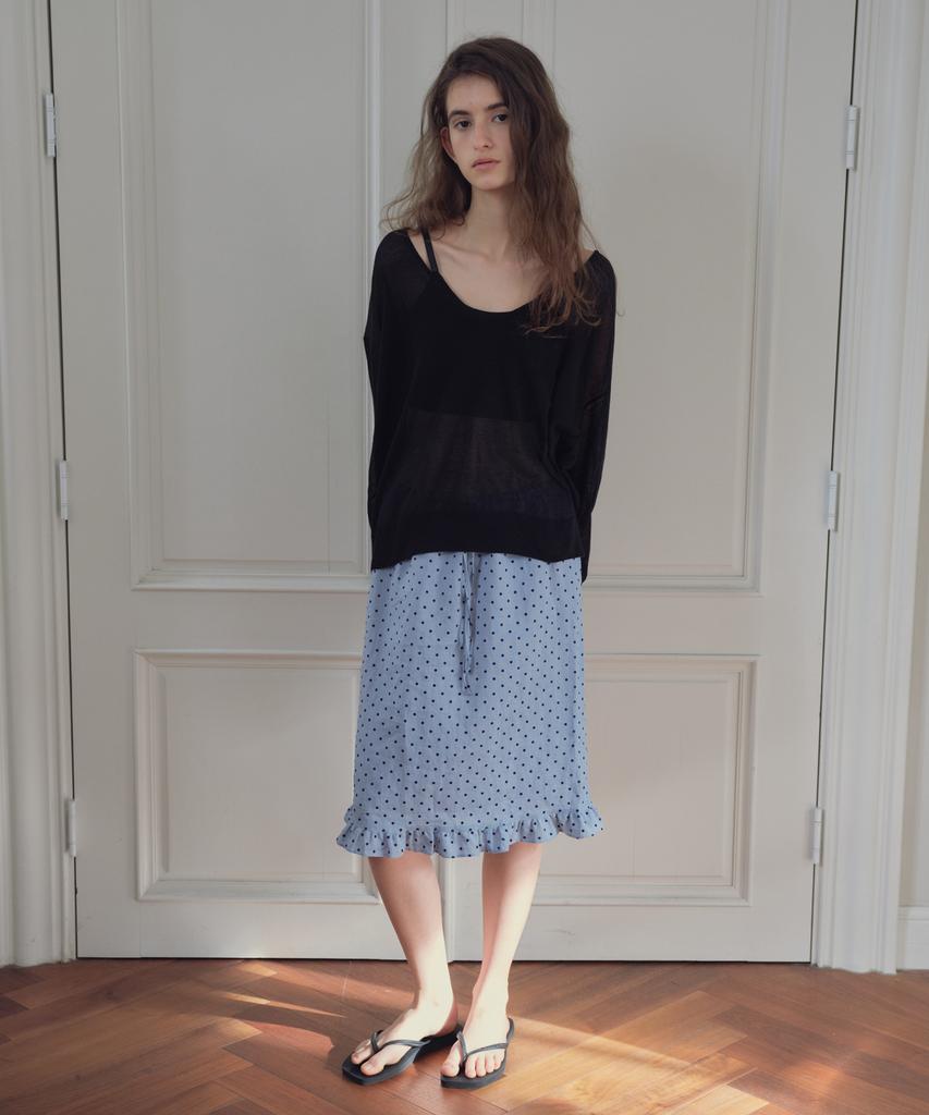 CITTA Sheer Deep V-Neck Knit_Ctk272(Black)