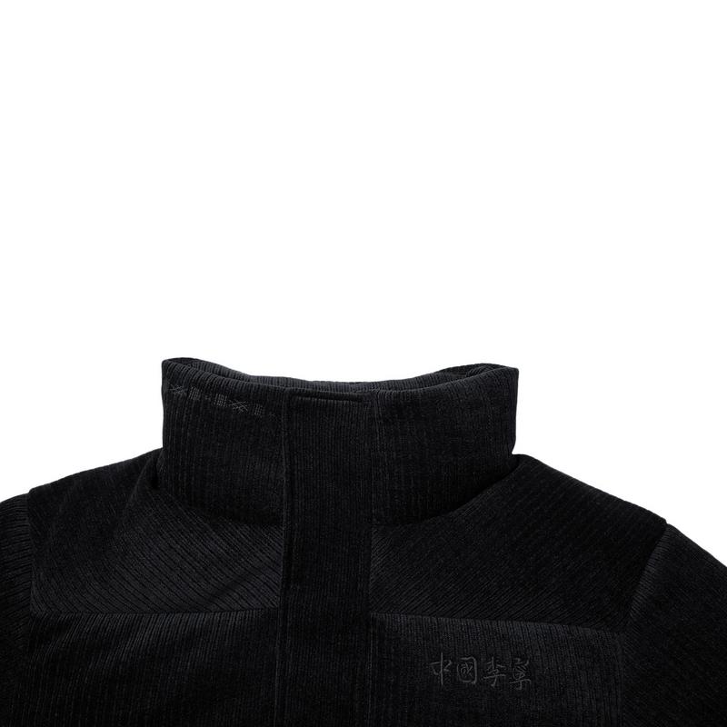 Li Ning Einfarbige Reißverschluss Stehkragen Lockere Dicke Warme Daunenjacke Unisex Oberbekleidung Schwarz AYMU695-1