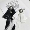 Temperament Bow Lace Long Ribbon Corsage Korean Sweet Brooch Shirt Collar Pins Mourning Brooch Necktie Jewelry