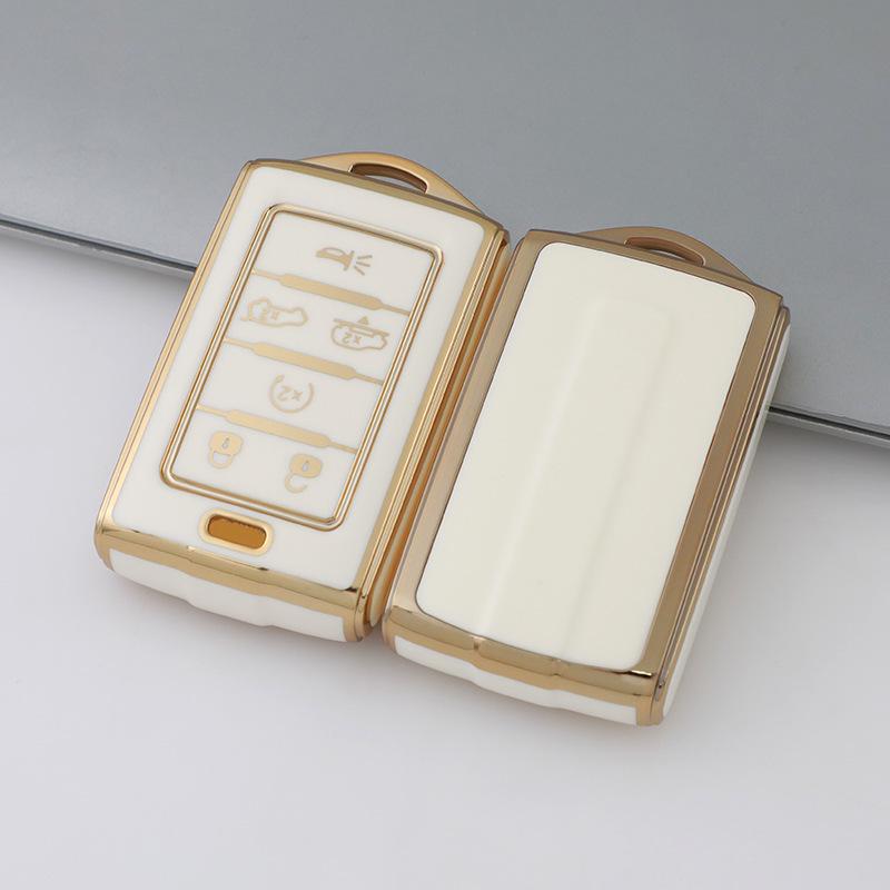 Gold-Edged TPU Key Cover for JEEP Grand Cherokee