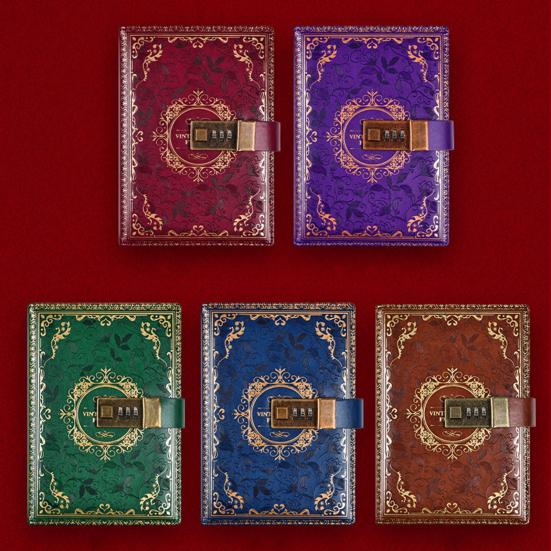 Notizbuch im Retro-Stil mit digitalem Zahlenschloss, passwortgeschütztes Tagebuch, Tagebuch, Planer, Organizer für Studenten