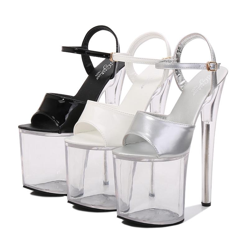 Damskie sandały na bardzo wysokiej szpilce 20 cm - Seksowne, wodoodporne obcasy do nieba na lato, ultracienkie, super wysokie buty na imprezę i do klubu nocnego