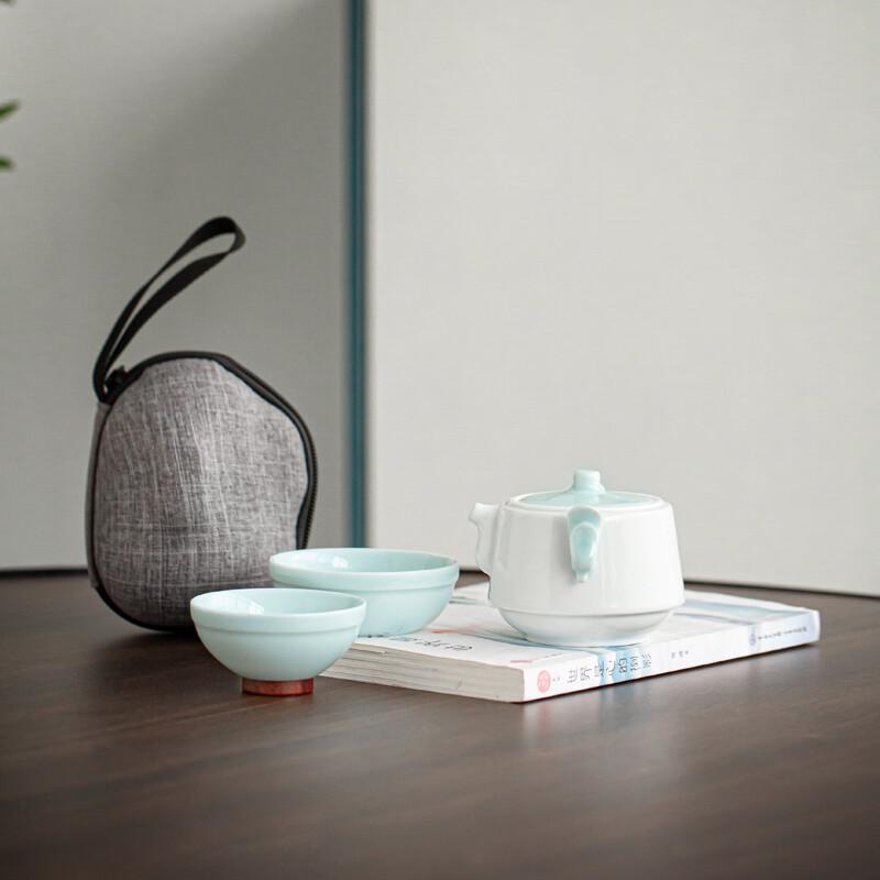 Elegant Celadon Portable Tea Set for One