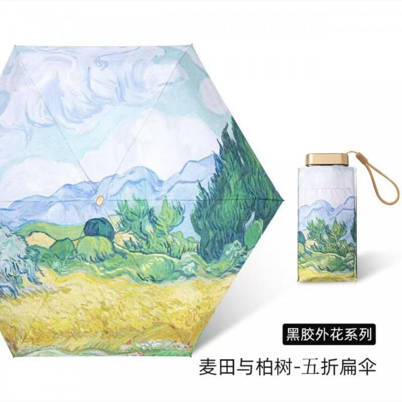 Compact 5-Fold Umbrella Women Lightweight Sun Rain Parasol UPF60 Portable Pocket Size Travel Accessory