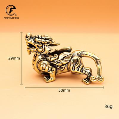 Antique Copper Chinese Mythical Beast Pixiu Miniature Figurines 1 Pair Ornaments Brass Lucky Animal Qi Lin Desktop Decorations