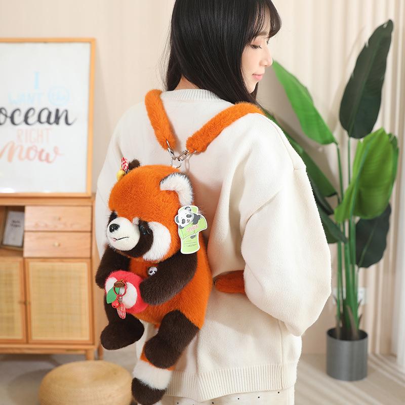 Niedliche Frucht-Panda-Puppe Plüschtier Bambus Riesenpanda Rucksack naive Puppe gibt Mädchen Geburtstagsgeschenk
