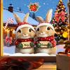 Merry Christmas Rabbit Window Cling Removable Waterproof Santa Hat Couple Bunny Static Glass Sticker Holiday Party Decoration Decal