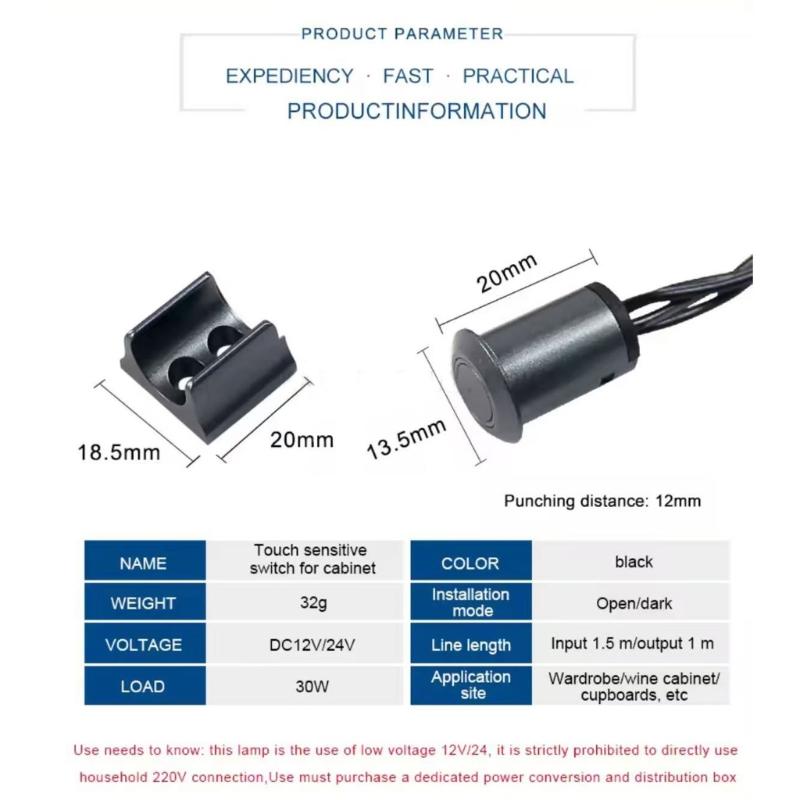 Kleine Küchenschrank-Sensorschalter LED-Licht Handwischschalter für LED-Schranklicht/Garderobenlampe