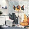 Cute Cartoon Cat Pattern Polyester Shower Curtain - Lovely Bath Curtain, Decorative Bathroom Polyester For Home