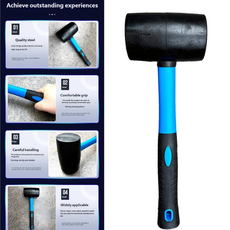 Professional Anti Shock Rubber Hammer Mallets For Floor Tiling Projects Featuring 1000g Weighted Head And Nonslip Handle