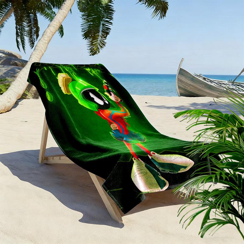 Martian Mayhem: Green Invasion beach towel beach Beach towel for vacation photos Absorbent bath towel quick-drying swim towel swim Fashion