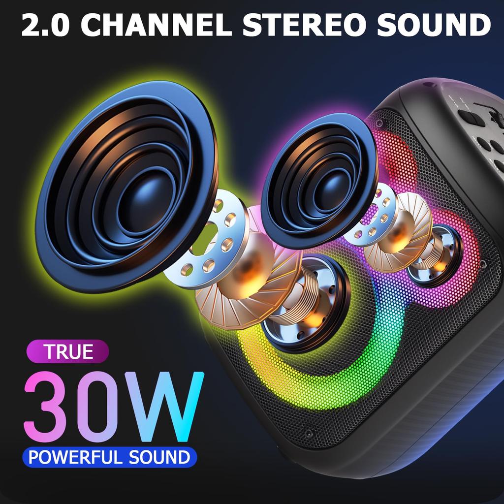 Portable Bluetooth Speaker, 30W Loud Wireless Speaker, Small Party Speaker For Home