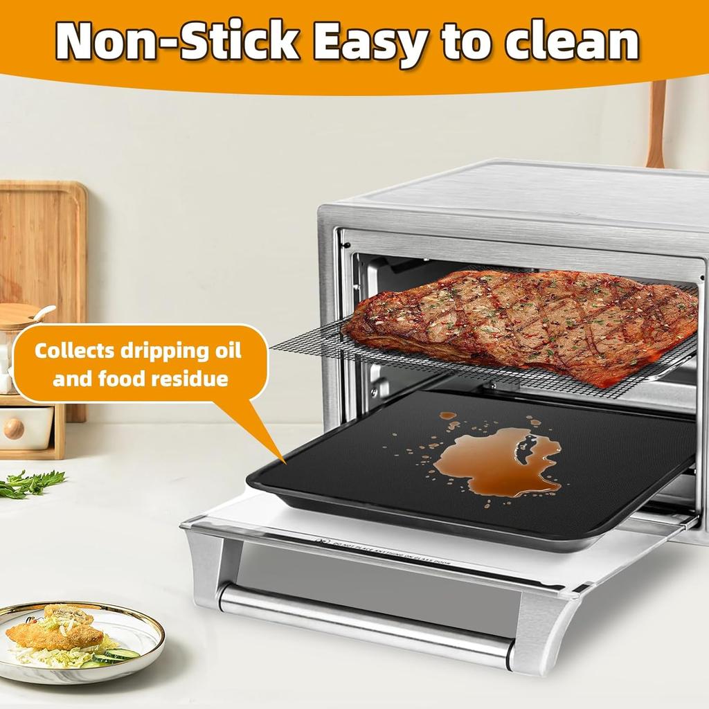 Reble Air Fryer Liners for Breville Smart Oven Air Fryer Pro BOV900BSS, Ninja Foodi, Non-Stick, 3x Liners + 3x Mesh