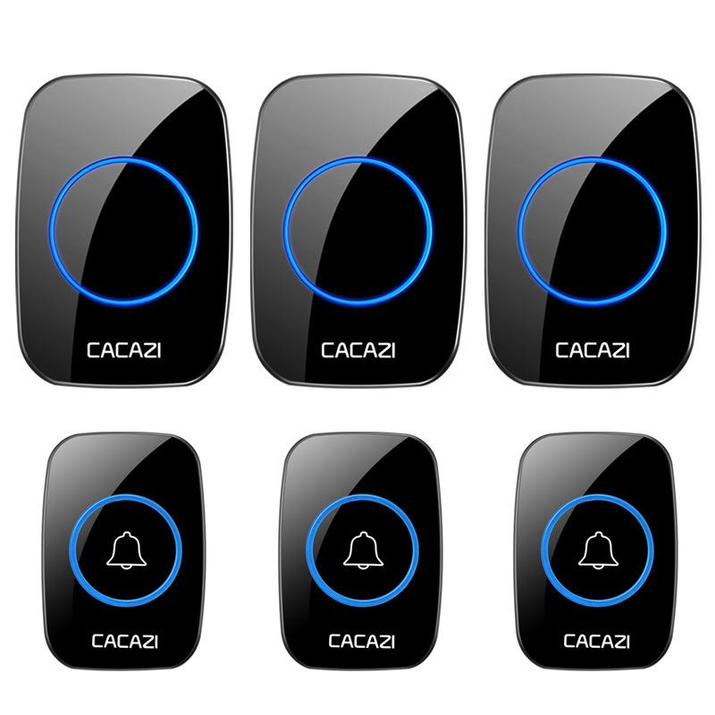 Waterproof Wireless Doorbell: Battery & DC Powered with 3 Transmitters & 3 Receivers, Plug-Free for Home Use