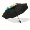 1pc Stained Glass Hummingbird Theme Automatic, Cute Cartoon Pattern, Portable Outdoor Umbrella, Perfect, Holiday Gift for fans.A082