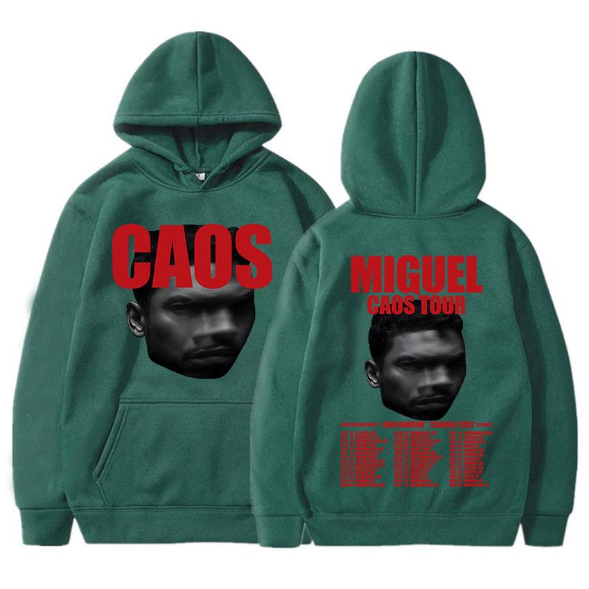 MIGUEL CAOS Tour 2026 Hoodies Long Sleeve Winter Hooded Sweatshirts Unisex Streetwear Hip Hop Fleece Pullovers Print Hoody