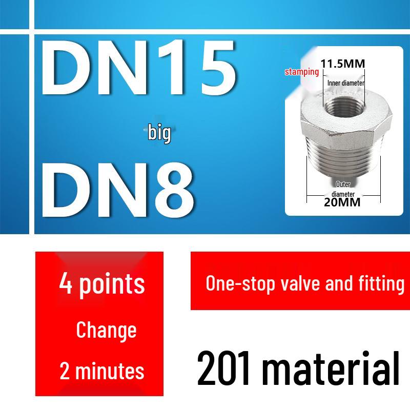 Redukcja ze stali nierdzewnej DN15 na DN8 na DN6, Złącze męskie/żeńskie