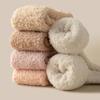3Pairs Sleeping Coral Fleece Socks Winter Knee High Stockings Cute Floor Plush Socks  Autumn