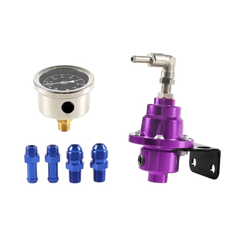 Adjustable Fuel Pressure Regulator with Gauge Kit 7Colors Aluminum Car Refitting Fuel Supercharger Universal