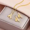 New Fashion Gold Plated Necklaces Earrings Sets For Women Female Trendy Party Jewelry Girls Daily Wear Neck Chain Earrings